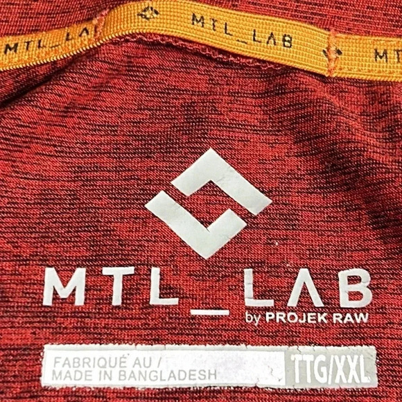 MTL LAB,Project Raw, men XXL t shirt . Red , short sleeve, detail  trim, EC - Picture 12 of 15
